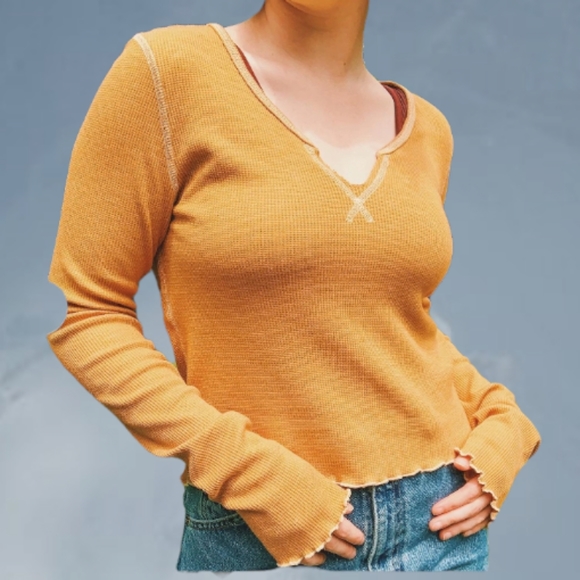 Nwt AEO Nude Mini Waffle Crop Top Sz M - Picture 3 of 3